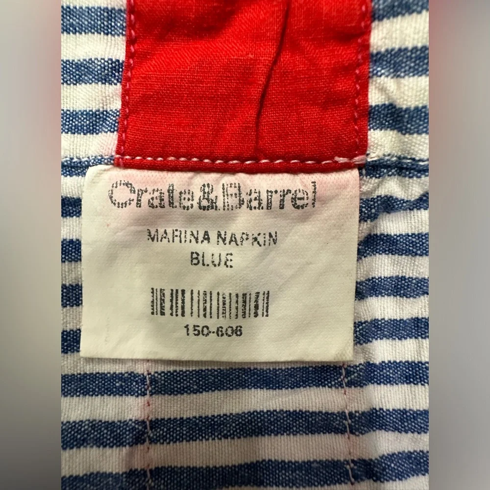 Crate & Barrel (6) blue striped Marina napkins